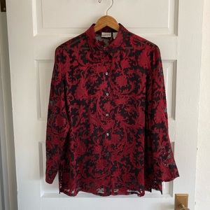 👚 [Chico’s] Silk Sheer Blouse Shirt, Chico’s Size 1, EUC
